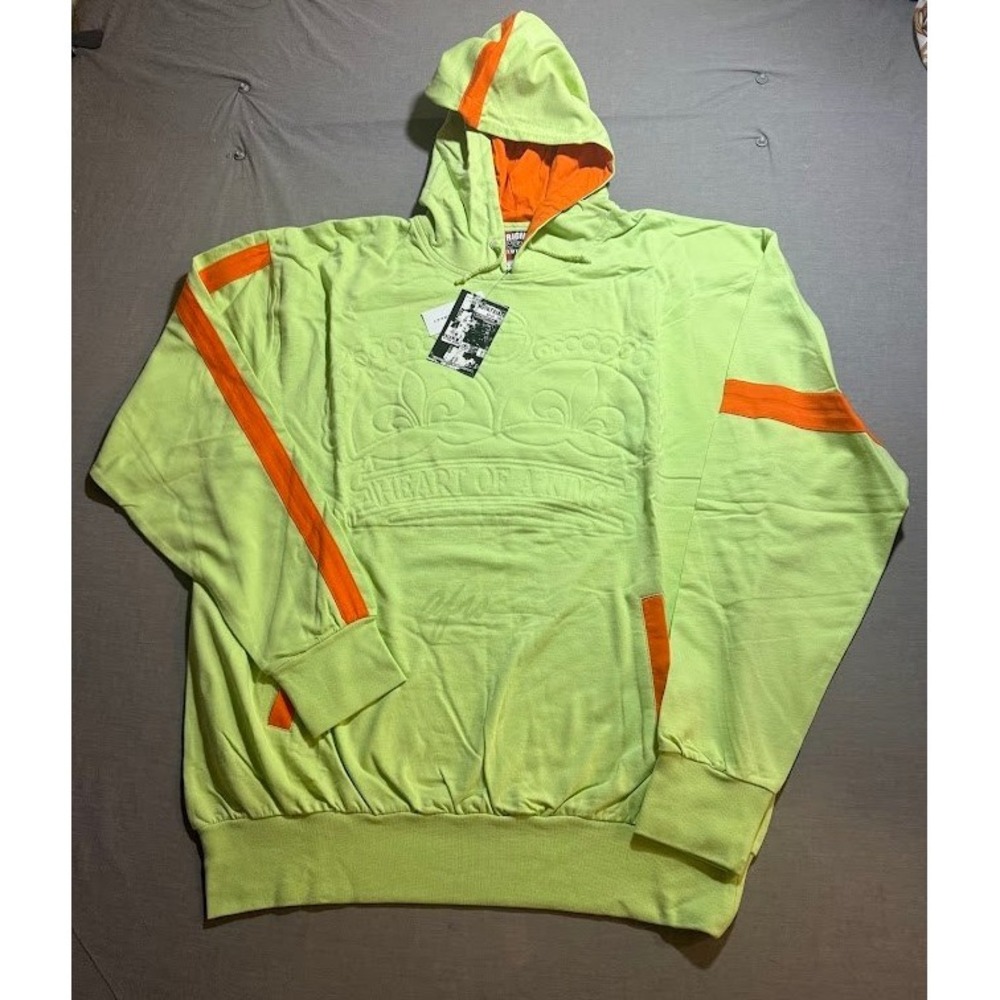 Original Afro Clothing Hoodie Green Embossed Crown Heart of a King Size 8‎ 2XL